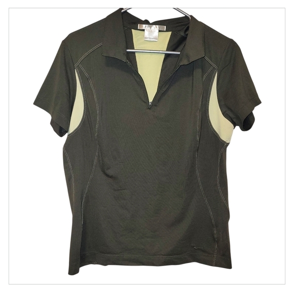 Nike Tops - 4/25 Nike Women’s Golf Shirt Medium Green Short Sleeve Zip Polo Athletic